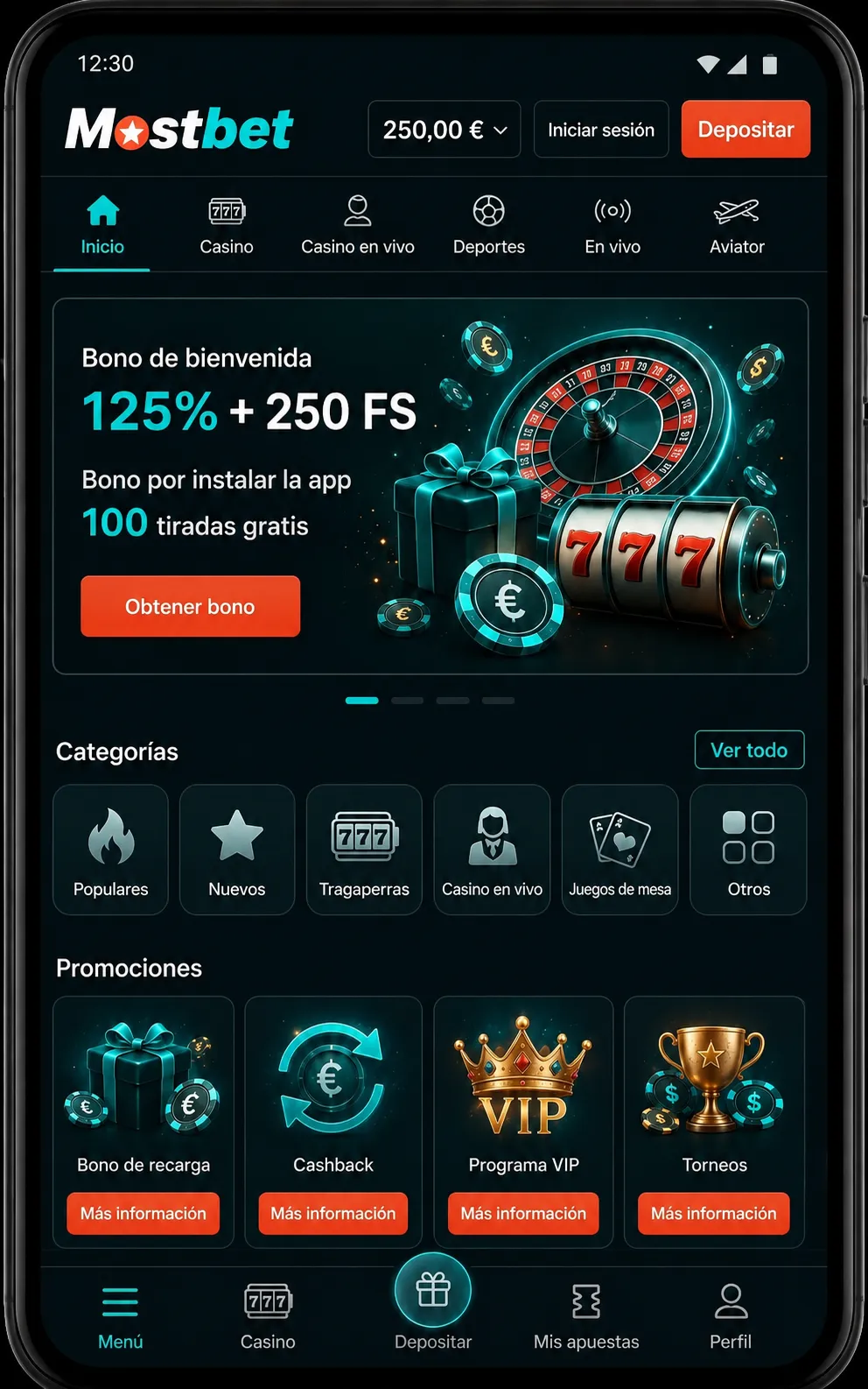 Mostbet app: pantalla principal y acceso rápido desde el móvil