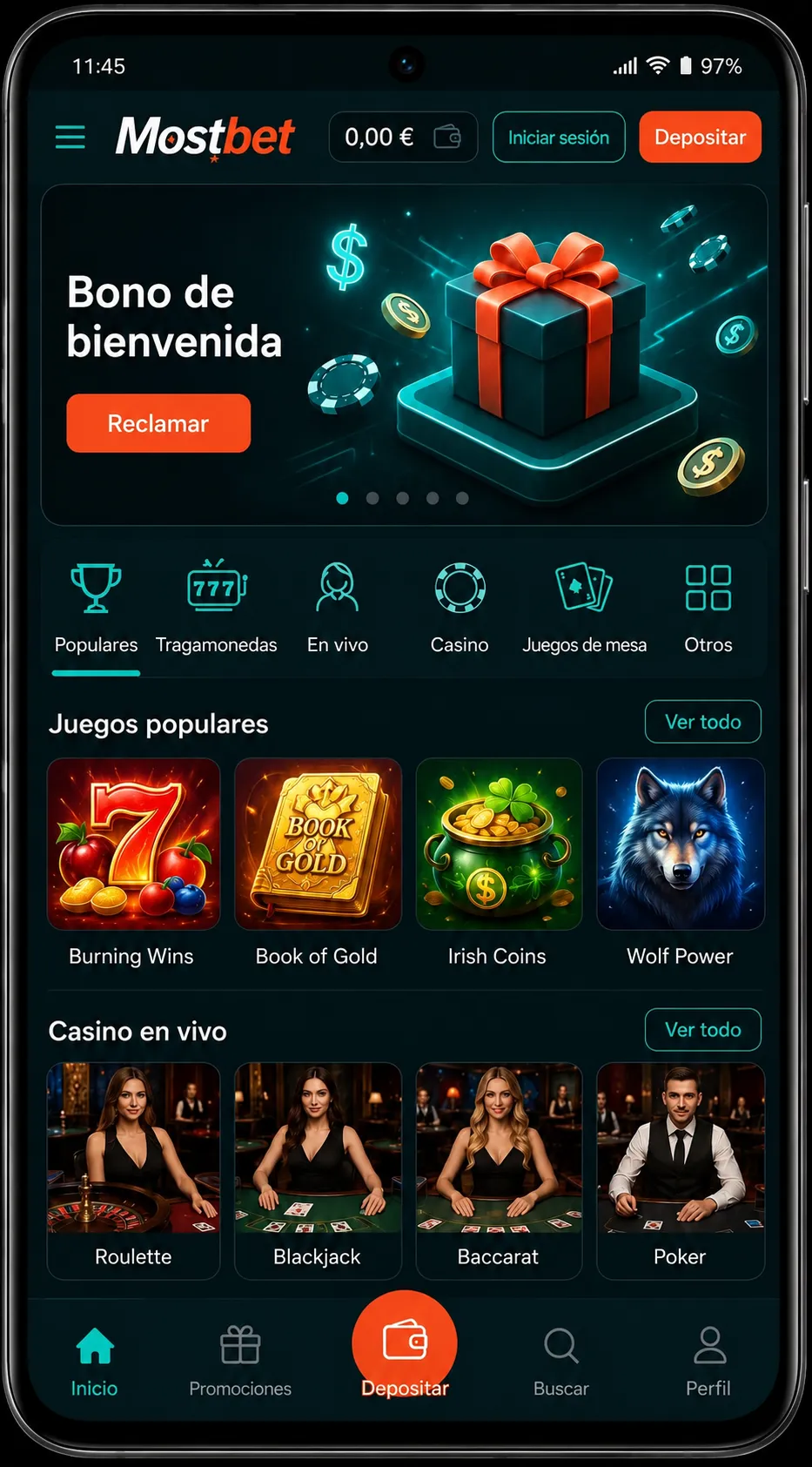 Mostbet app Casino app: casino y juegos en vivo desde el móvil