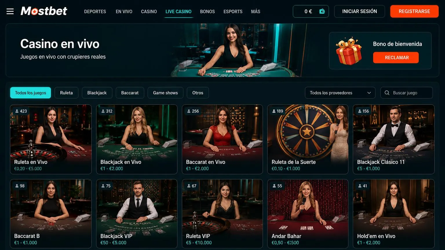 Mostbet Casino: juegos y mesas en vivo optimizados
