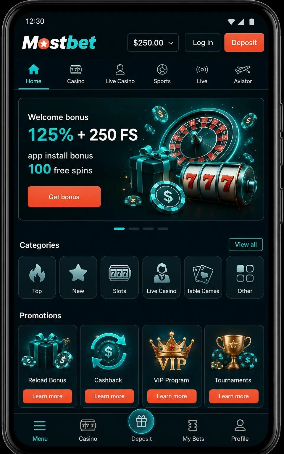Mostbet app: mobile home screen and quick access